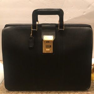 Vintage Coach Gladstone Black Leather Briefcase